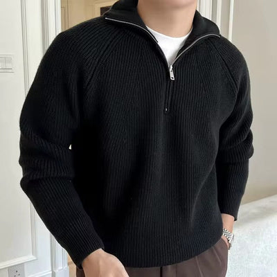 MEGÈVE Quarter Zip Ribbed Sweater